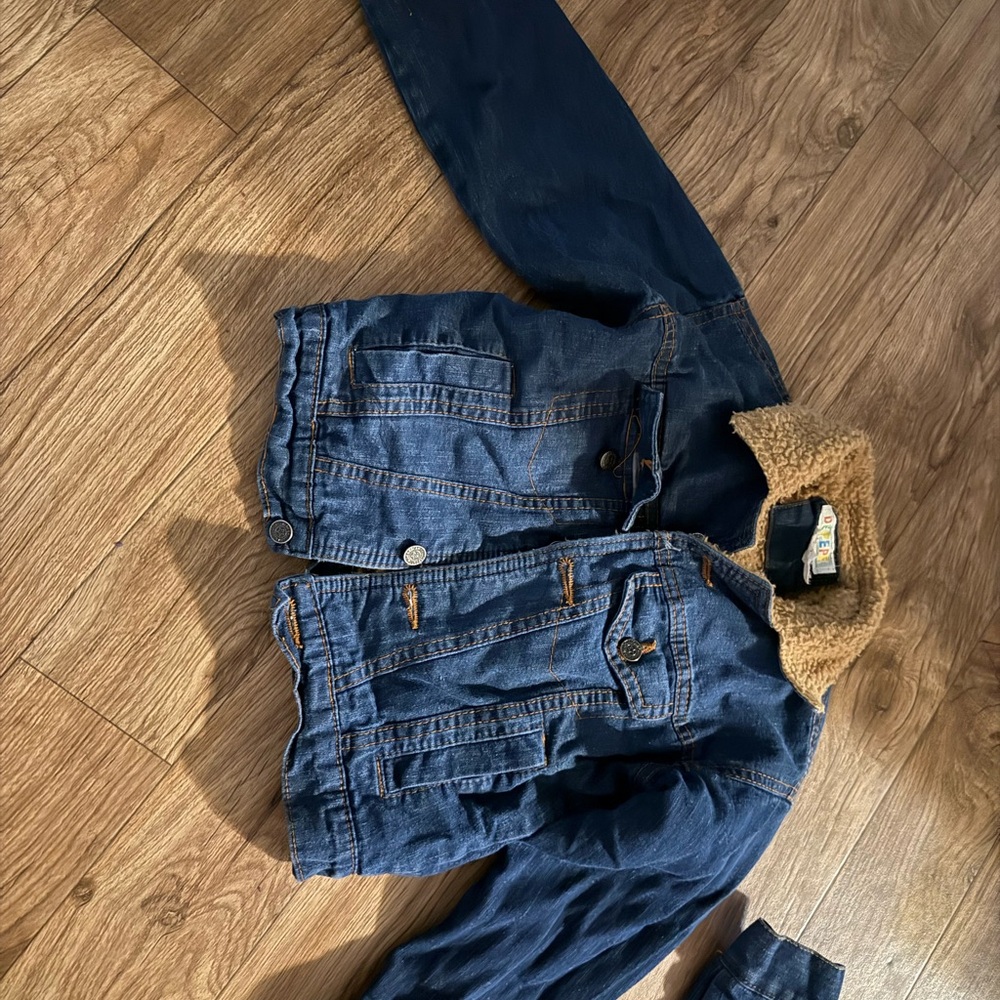 Kids Denim Jacket with Faux Fur Collar
